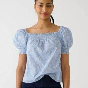 J.Crew Puff-sleeve Top in Liberty® Jacqueline's Blossom Organic Cotton, Size XL